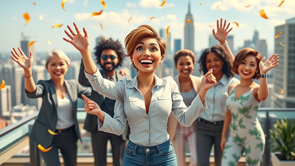 empowered female leader with diverse personal board of directors for women celebrating achievement
