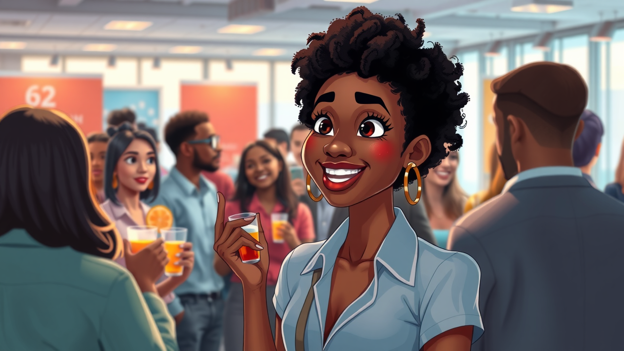 Ambitious young woman networking at professional mixer sponsorship vs mentorship for women