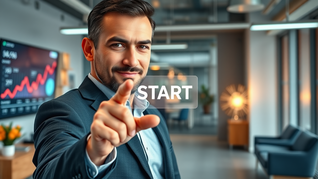 Founder mindset sustainable growth: Confident founder initiating business ignition spark