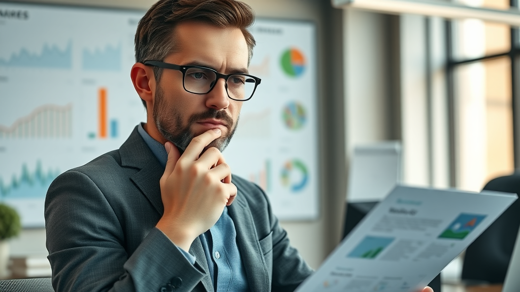 Focused entrepreneur analyzing deeper needs versus functional needs in startup market research